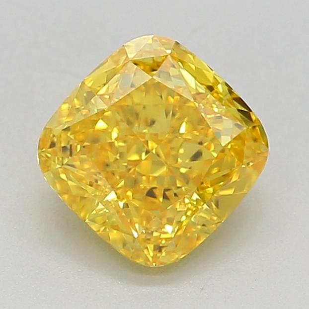 0.82 Ct. Fancy Vivid Yellow Cushion Lab Grown Diamond