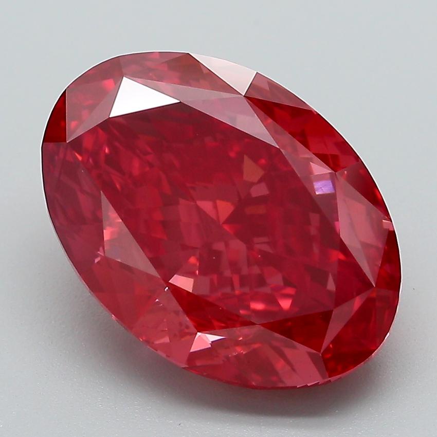 6.51 Ct. Fancy Vivid Red Oval Lab Grown Diamond
