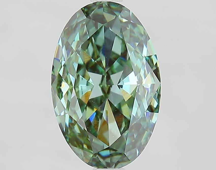 3.08 Ct. Fancy Vivid Green Oval Lab Grown Diamond