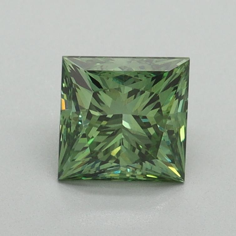 1.08 Ct. Fancy Vivid Green Princess Lab Grown Diamond
