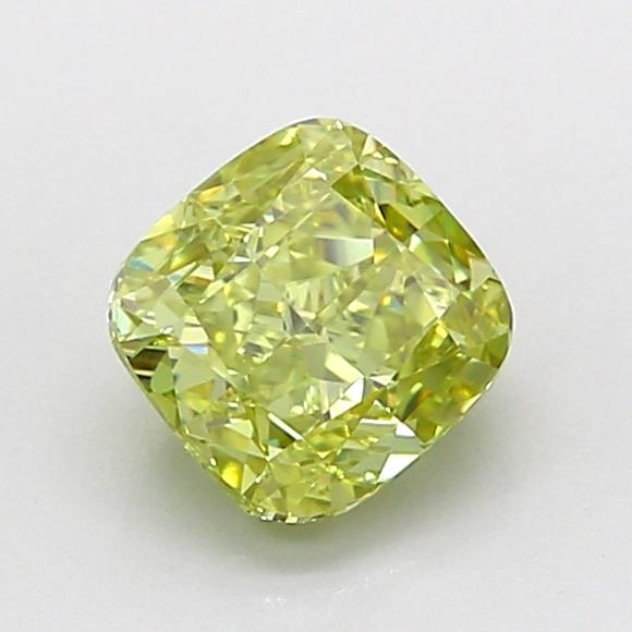 1.03 Ct. Fancy Intense Green Yellow Cushion Lab Grown Diamond