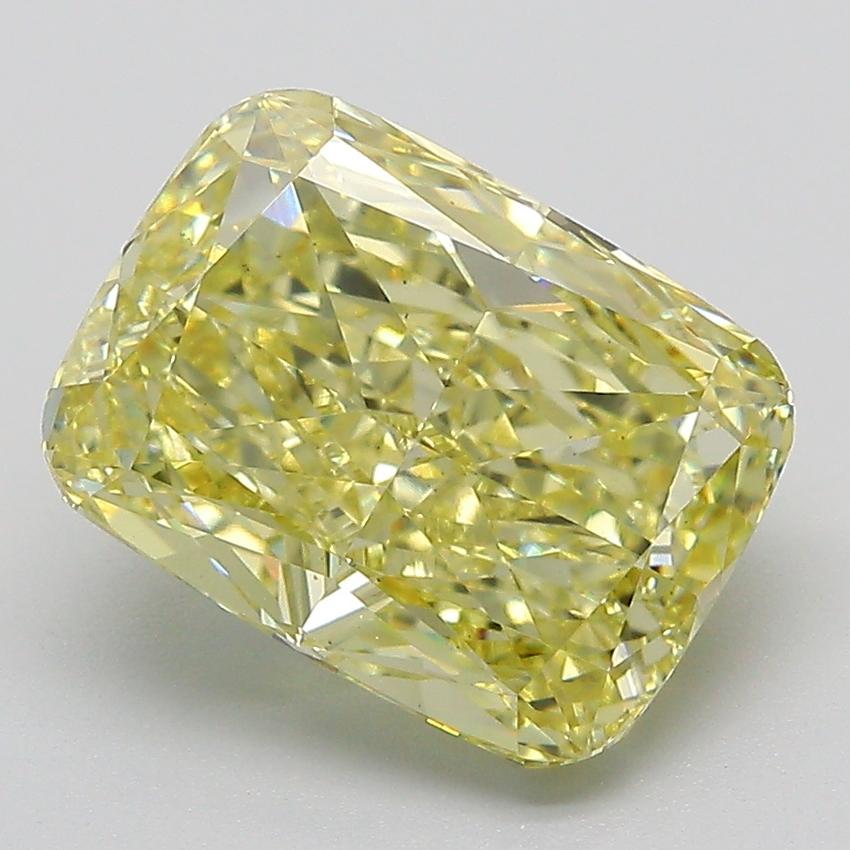 4.04 Ct. Fancy Intense  Yellow Cushion Lab Grown Diamond