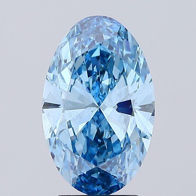 3.02 Ct. Fancy Vivid Blue Oval Lab Grown Diamond