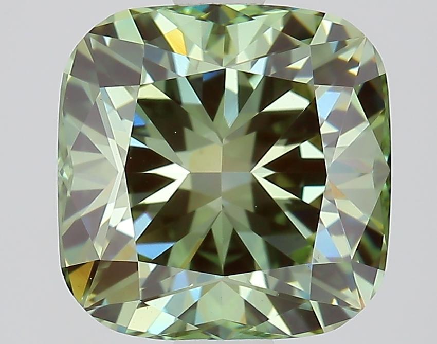 2.02 Ct. Fancy Vivid Green Cushion Lab Grown Diamond