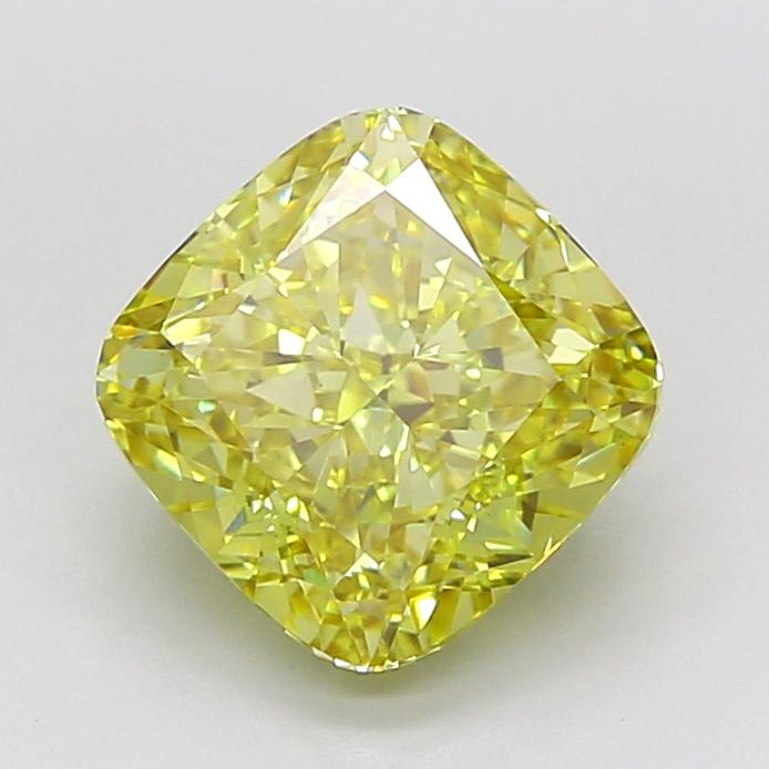 3.09 Ct. Fancy Intense  Yellow Cushion Lab Grown Diamond