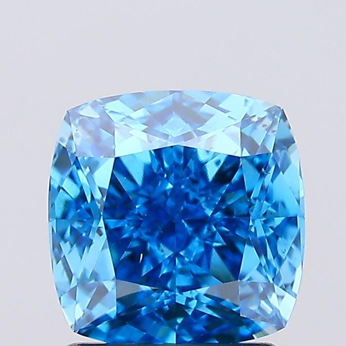 1.71 Ct. Fancy Vivid Blue Cushion Lab Grown Diamond