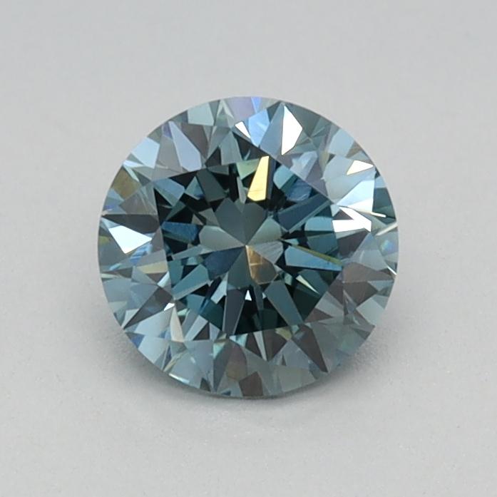 0.51 Ct. Fancy Vivid Greenish Blue Round Lab Grown Diamond