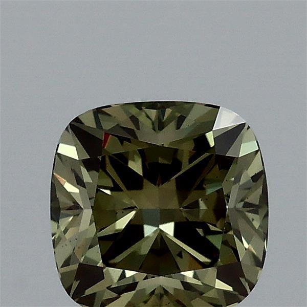 1.08 Ct. Fancy Vivid Green Cushion Lab Grown Diamond