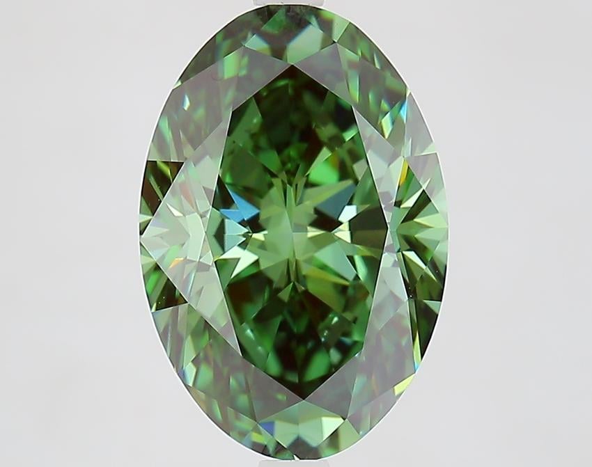 4.54 Ct. Fancy Vivid Green Oval Lab Grown Diamond