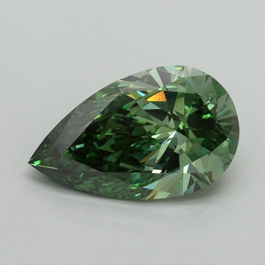 3.10 Ct. Fancy Vivid Pacific Green Pear Lab Grown Diamond