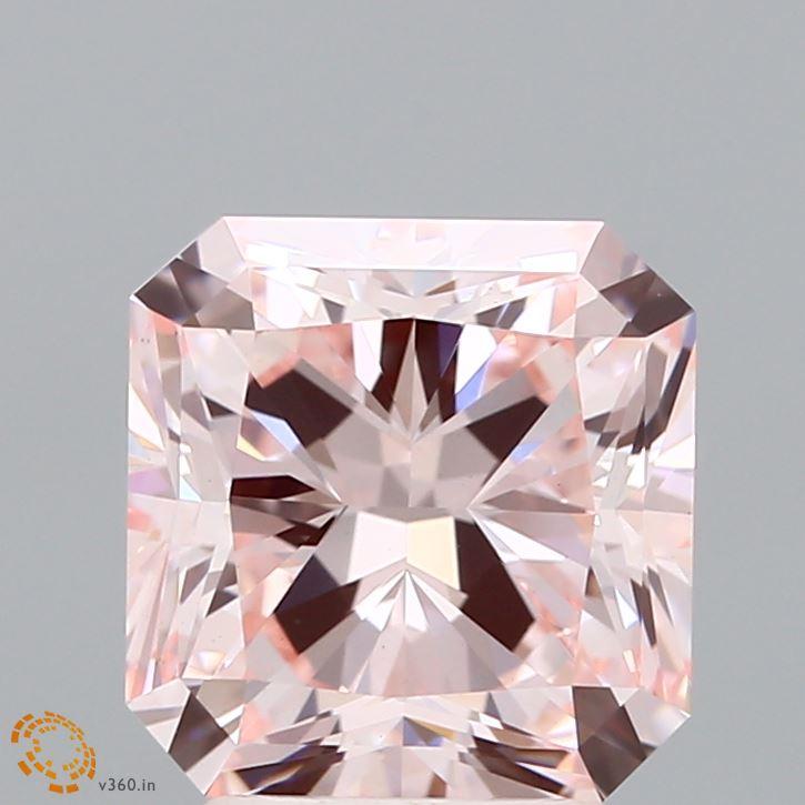 3.09 Ct. Fancy Intense  Pink Radiant Lab Grown Diamond