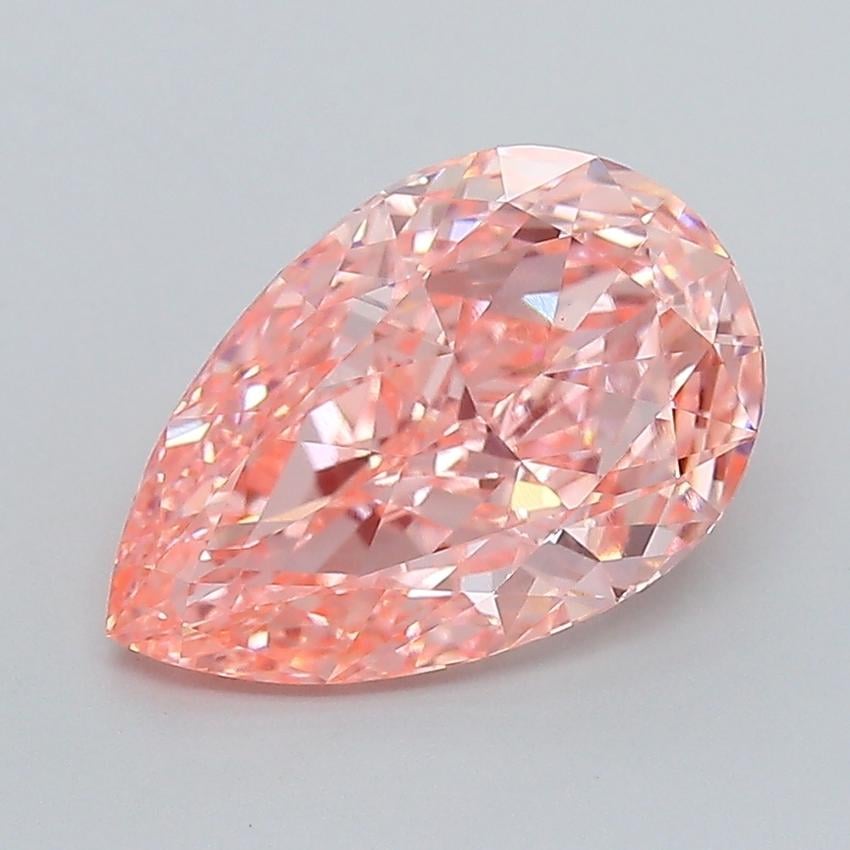 3.17 Ct. Fancy Vivid  Pink Pear Lab Grown Diamond