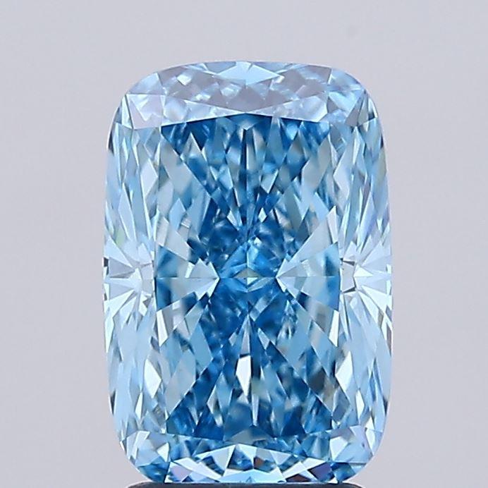 2.54 Ct. Fancy Vivid Blue Cushion Lab Grown Diamond