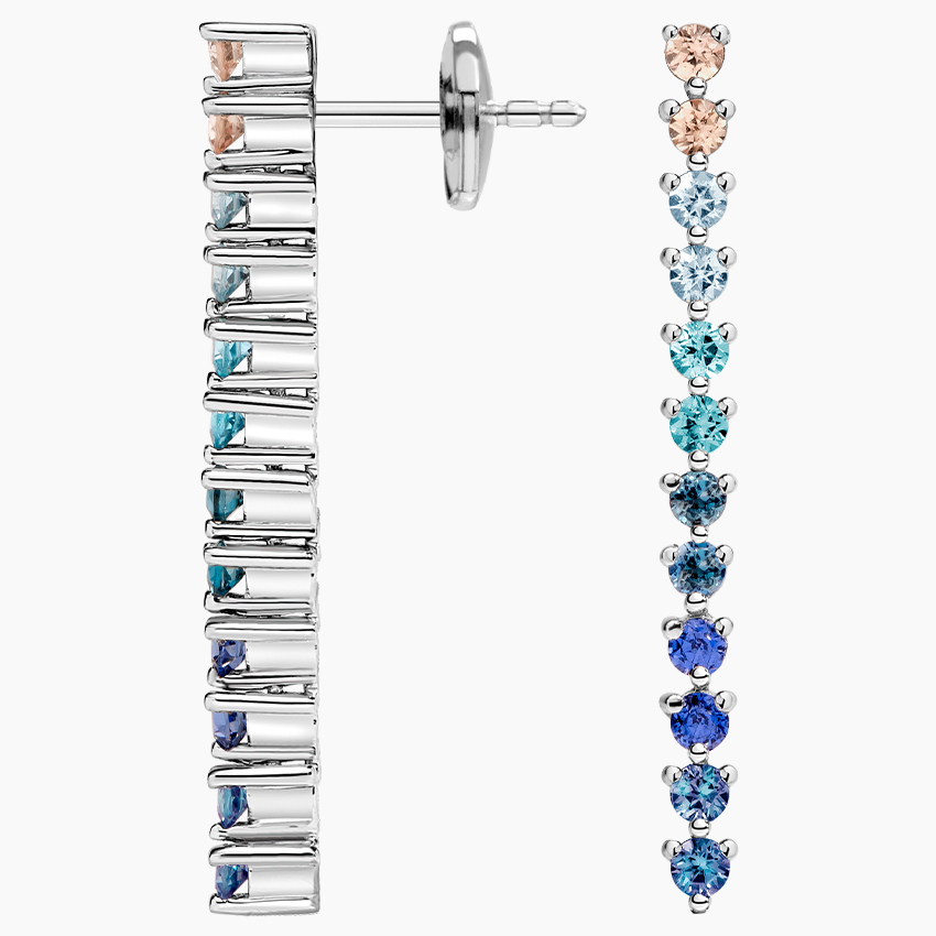 18K White Gold Coastal Ombre Tennis Earrings