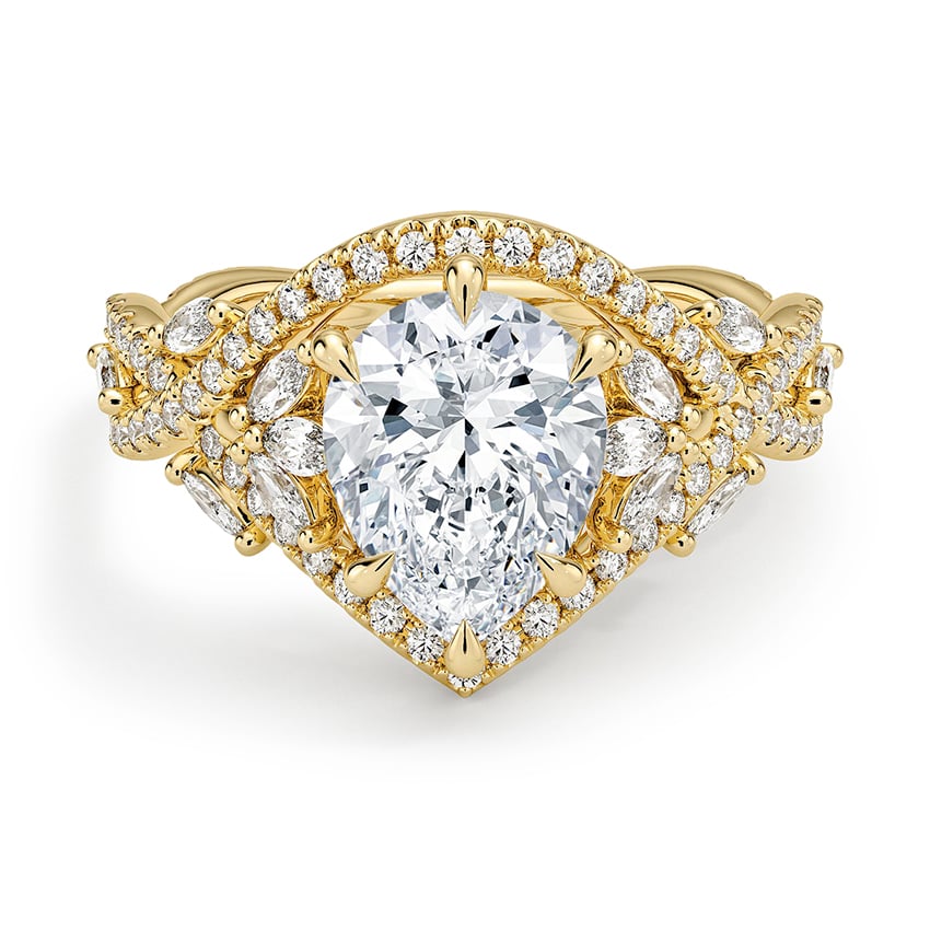 Custom Nature-Inspired Halo Diamond Ring