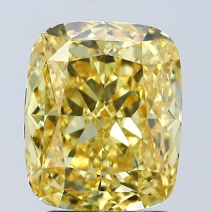 3.07 Ct. Fancy Vivid Yellow Cushion Lab Grown Diamond