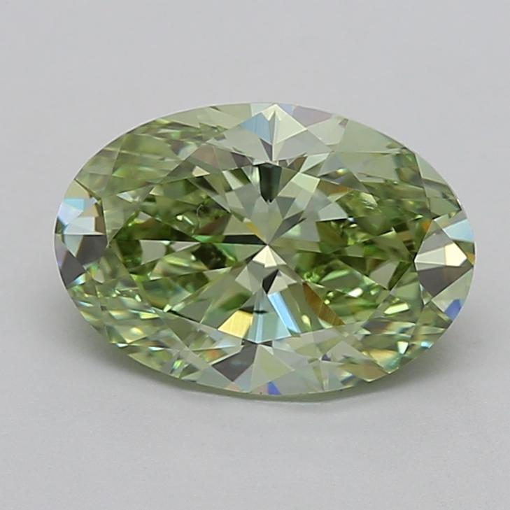 2.99 Ct. Fancy Vivid Green Oval Lab Grown Diamond