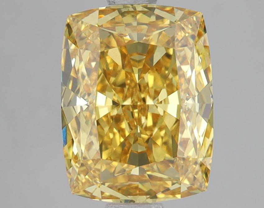3.09 Ct. Fancy Vivid Yellow Cushion Lab Grown Diamond