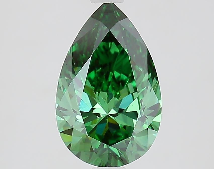 1.62 Ct. Fancy Vivid Green Pear Lab Grown Diamond