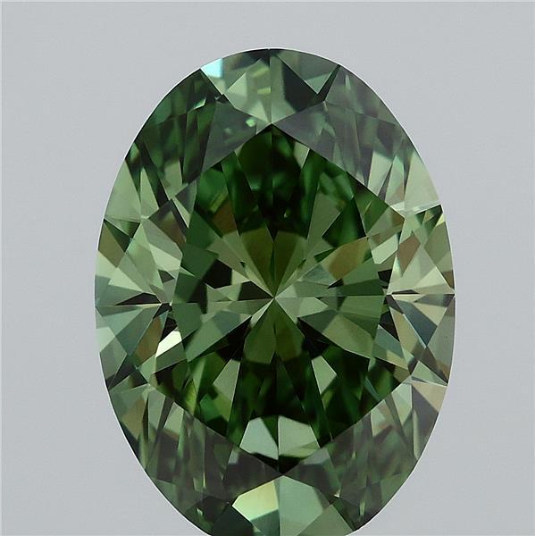 3.04 Ct. Fancy Vivid Green Oval Lab Grown Diamond