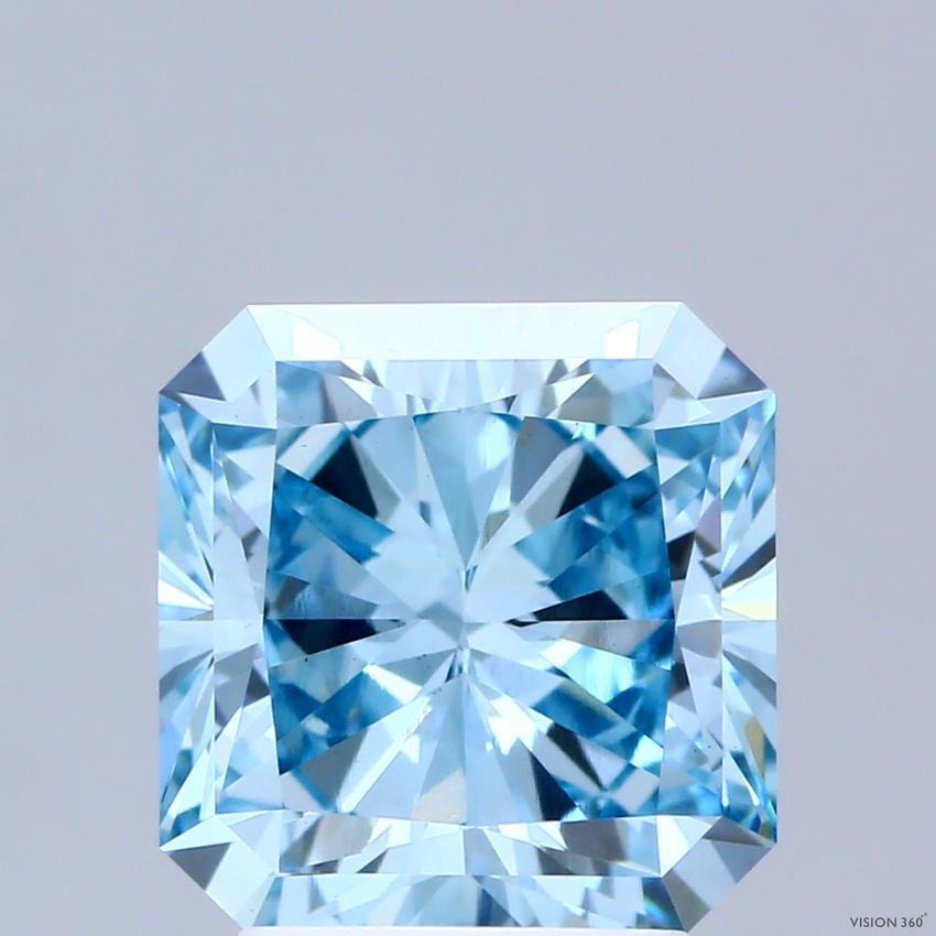 3.08 Ct. Fancy Vivid Blue Radiant Lab Grown Diamond