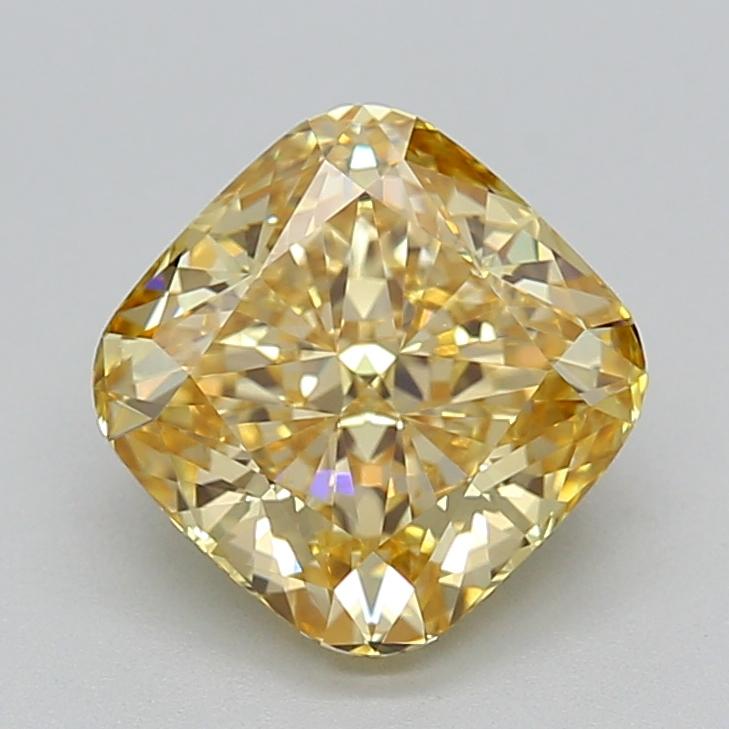 2.77 Ct. Fancy Intense  Yellow Cushion Lab Grown Diamond