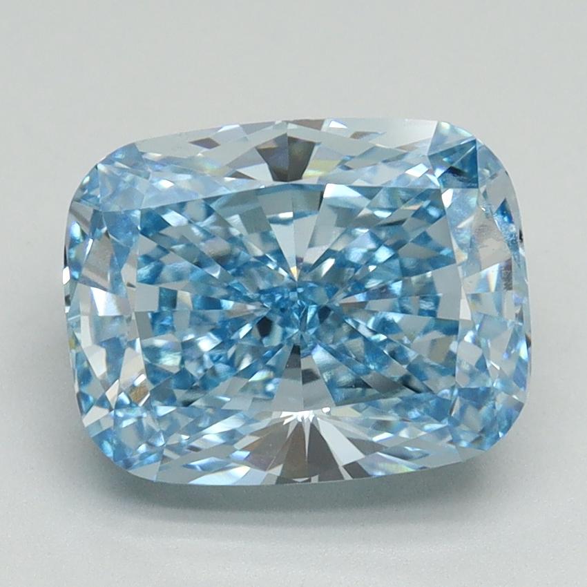 3.22 Ct. Fancy Vivid Blue Cushion Lab Grown Diamond