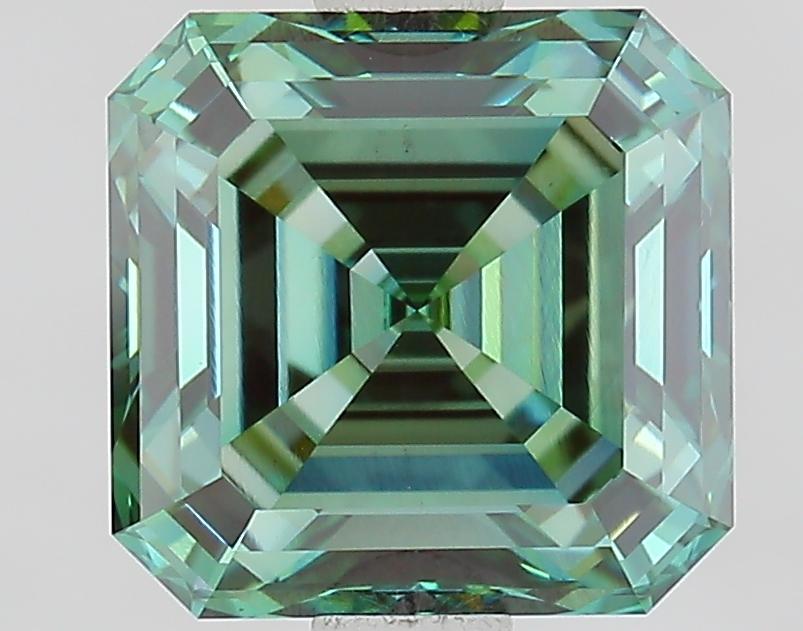 1.83 Ct. Fancy Vivid Green Asscher Lab Grown Diamond