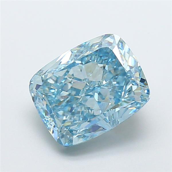 3.74 Ct. Fancy Vivid  Blue Cushion Lab Grown Diamond