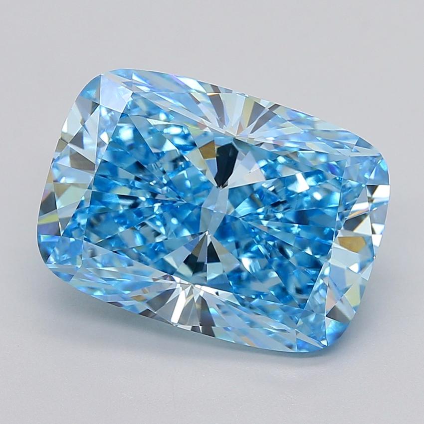 10.07 Ct. Fancy Vivid  Blue Cushion Lab Grown Diamond