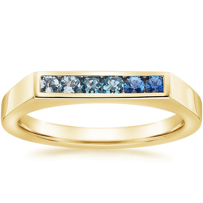 Yellow Gold Petite Signet Cerulean Ring