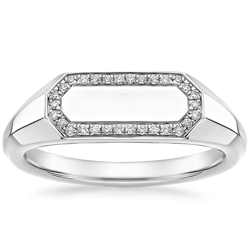 Octagonal Diamond Signet Ring 