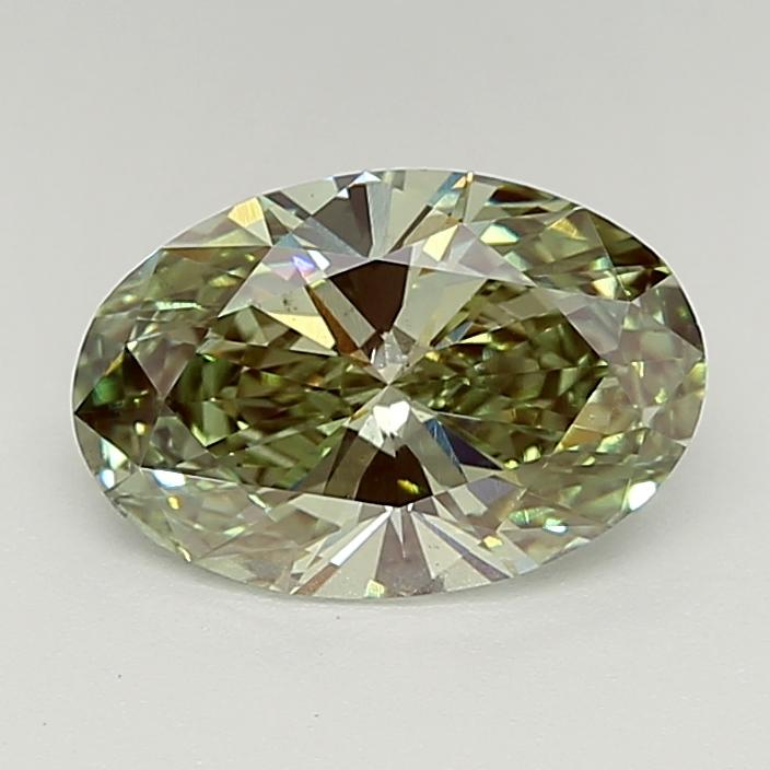 2.10 Ct. Fancy Vivid  Green Oval Lab Grown Diamond