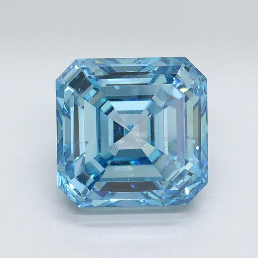 5.02 Ct. Fancy Vivid Malibu Blue Asscher Lab Grown Diamond