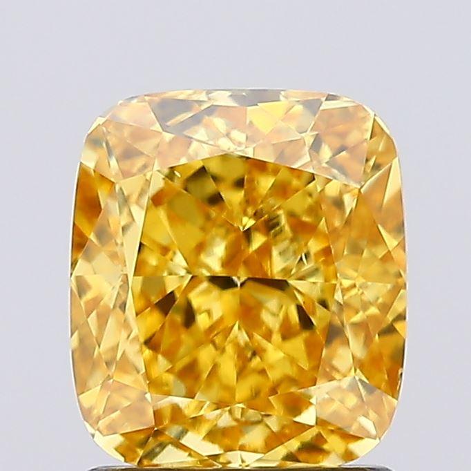 1.50 Ct. Fancy Vivid  Yellow Cushion Lab Grown Diamond