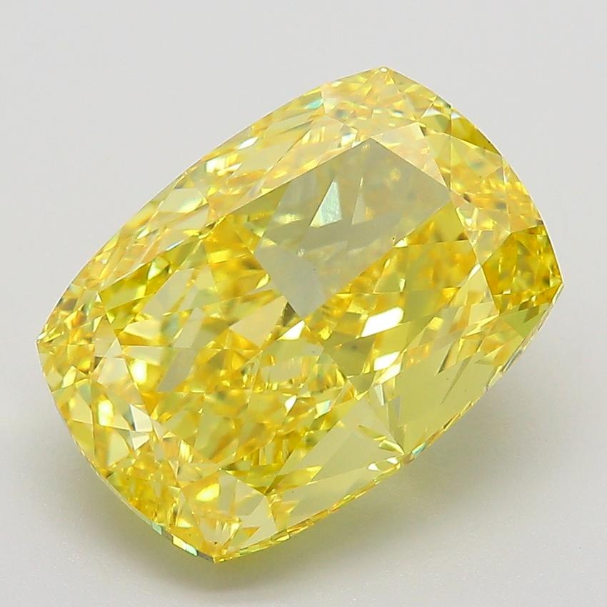 6.41 Ct. Fancy Vivid  Yellow Cushion Lab Grown Diamond
