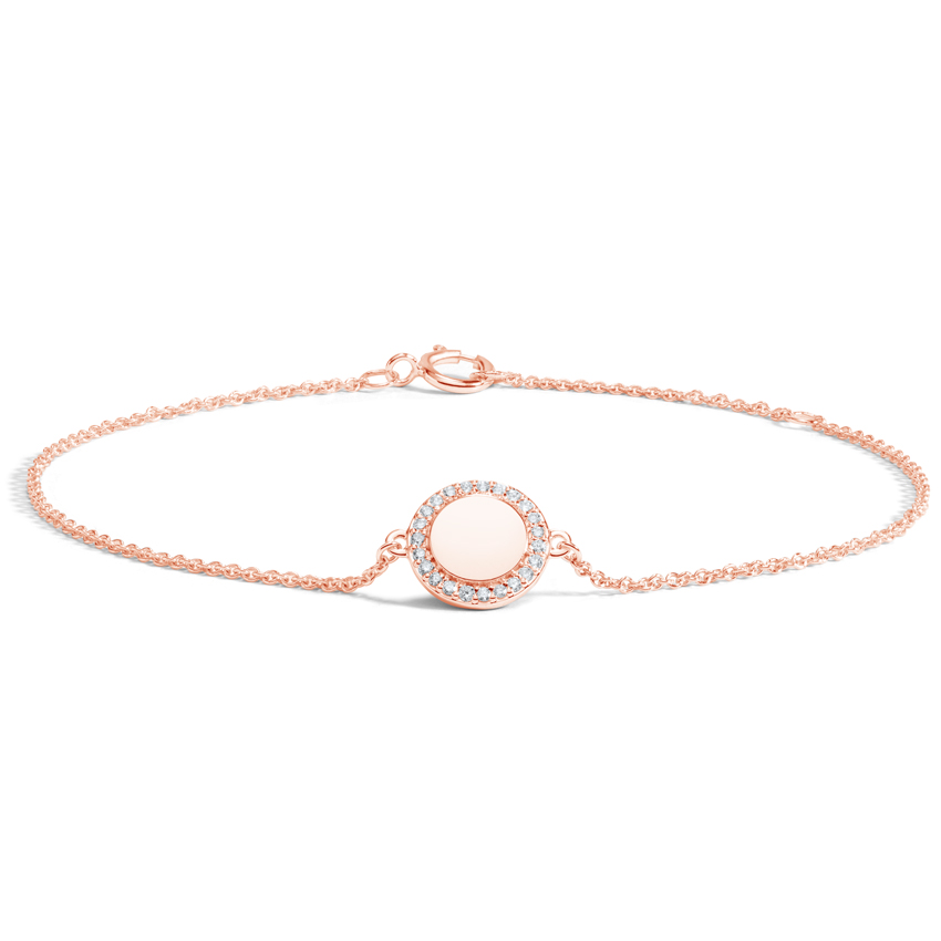 14K Rose Gold Engravable Disc Diamond Bracelet | Brilliant Earth