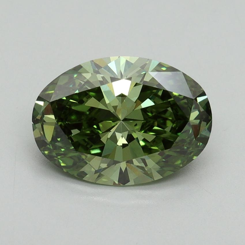 2.03 Ct. Fancy Vivid Green Oval Lab Grown Diamond