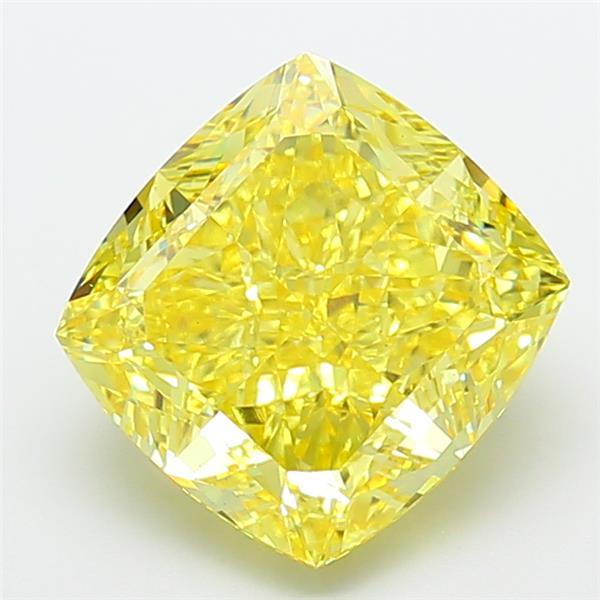 7.83 Ct. Fancy Vivid  Yellow Cushion Lab Grown Diamond