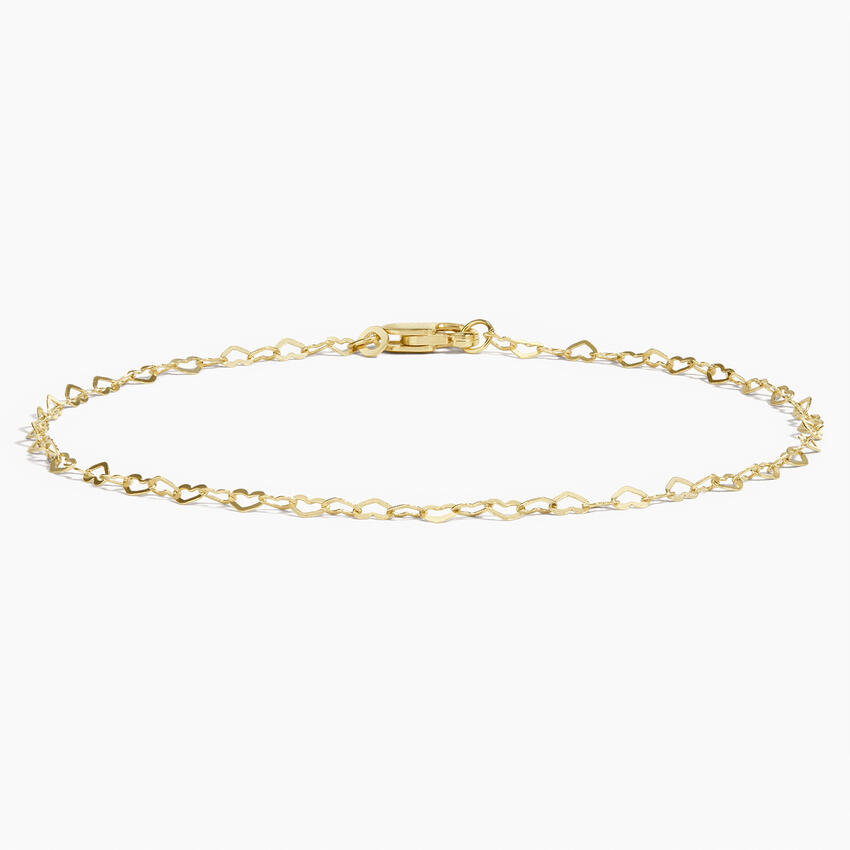 7 in. Heart Chain Bracelet in 14K Yellow Gold