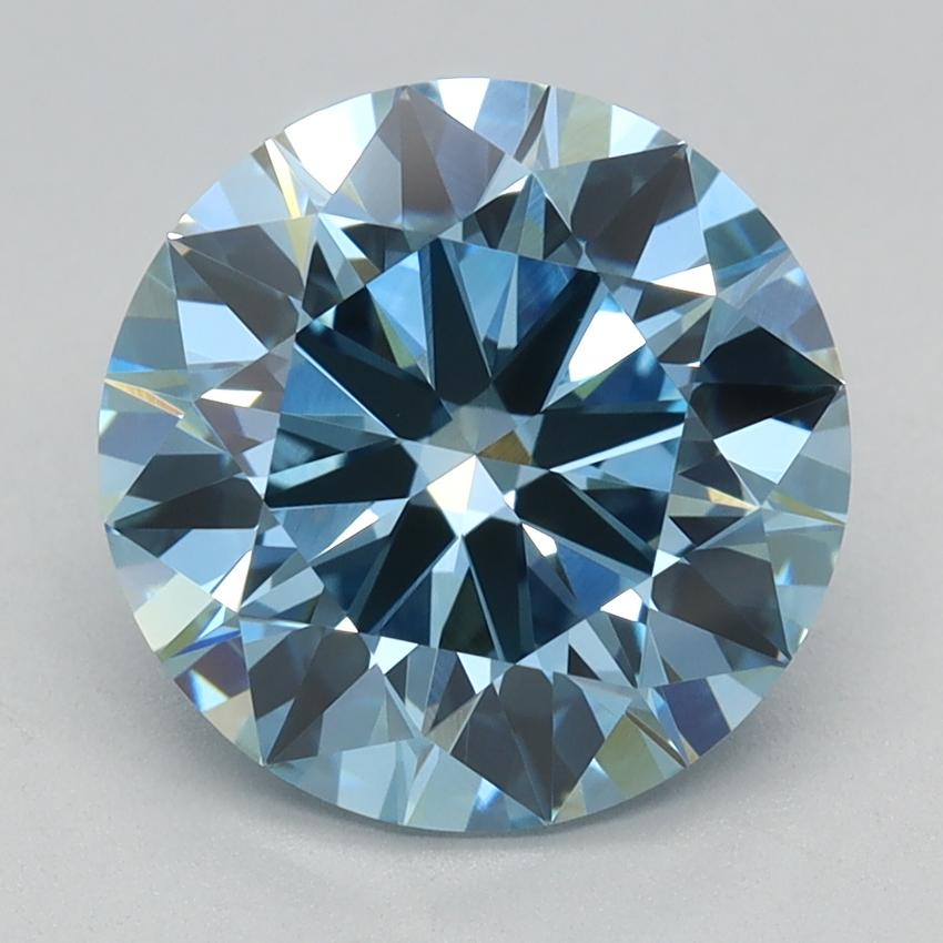 2.59 Ct. Fancy Vivid Blue Round Lab Grown Diamond