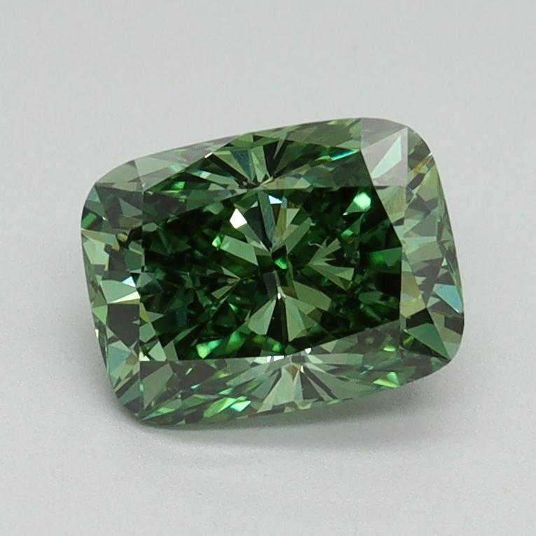 1.10 Ct. Fancy Vivid Green Cushion Lab Grown Diamond