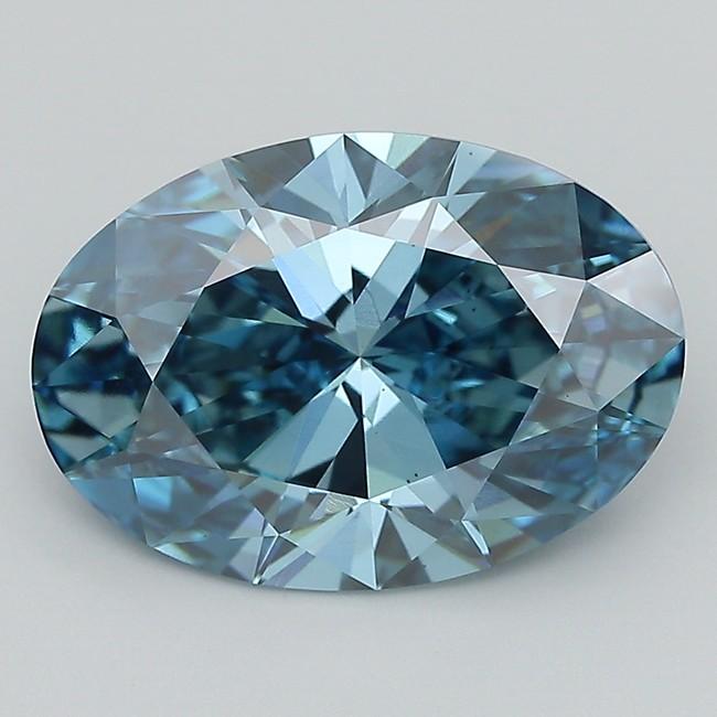 7.05 Ct. Fancy Vivid  Blue Oval Lab Grown Diamond