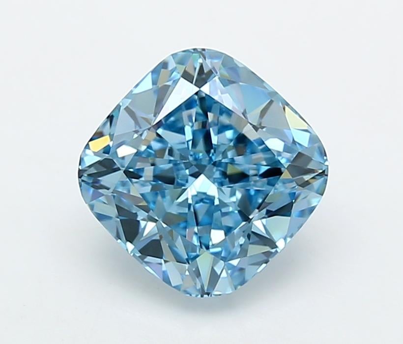 3.01 Ct. Fancy Vivid  Blue Cushion Lab Grown Diamond