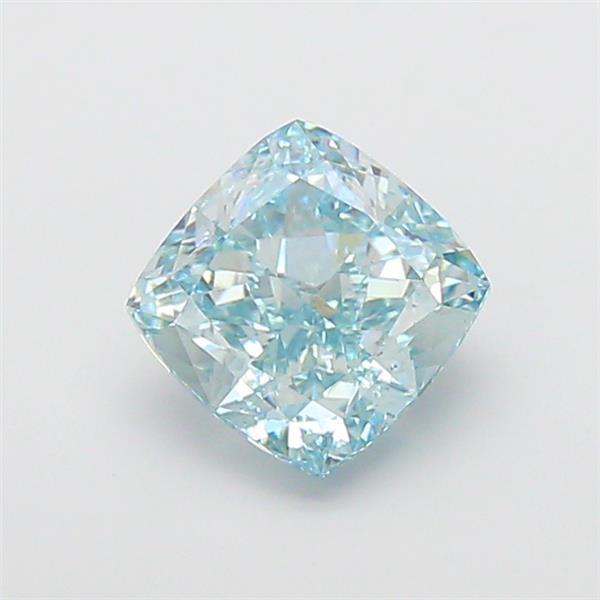 2.55 Ct. Fancy Intense Greenish Blue Cushion Lab Grown Diamond