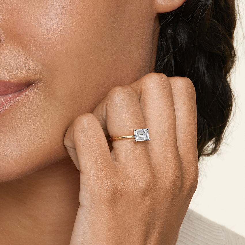 18K Yellow Gold Horizontal Petite Comfort Fit Solitaire Ring