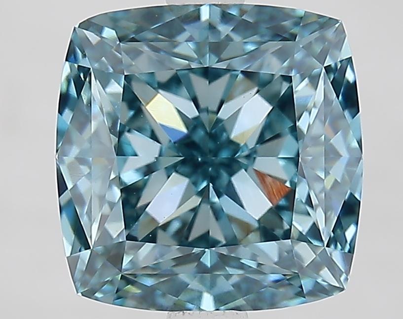 3.65 Ct. Fancy Vivid Blue Cushion Lab Grown Diamond