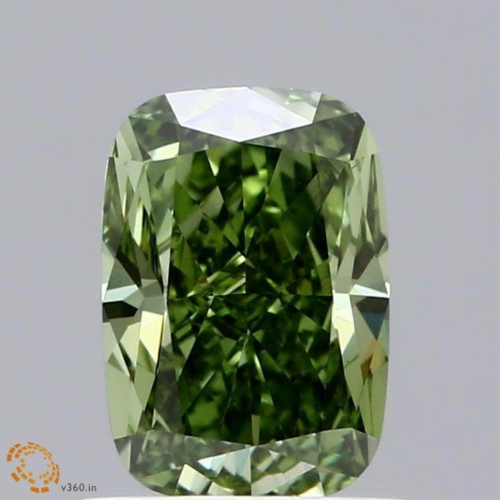 1.01 Ct. Fancy Vivid  Green Cushion Lab Grown Diamond