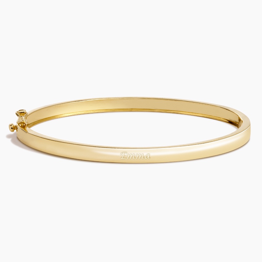 14K Yellow Gold Engravable Bangle Bracelet (4mm)