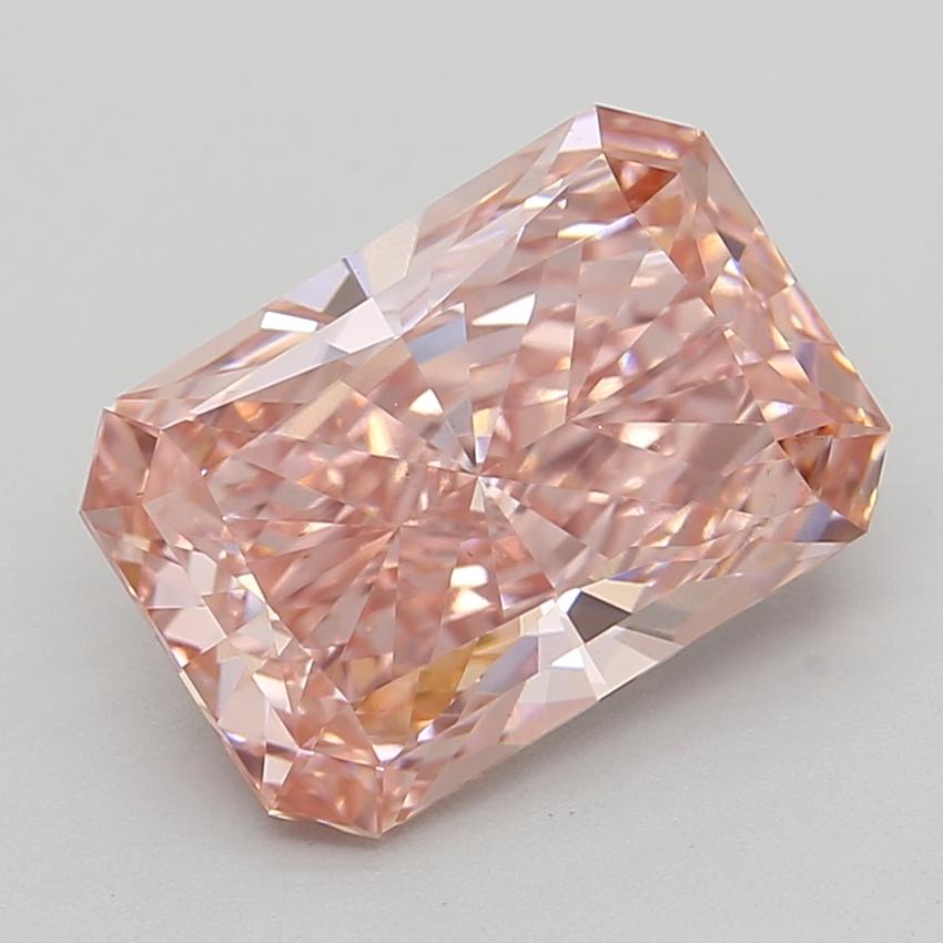 3.94 Ct. Fancy Vivid  Pink Radiant Lab Grown Diamond